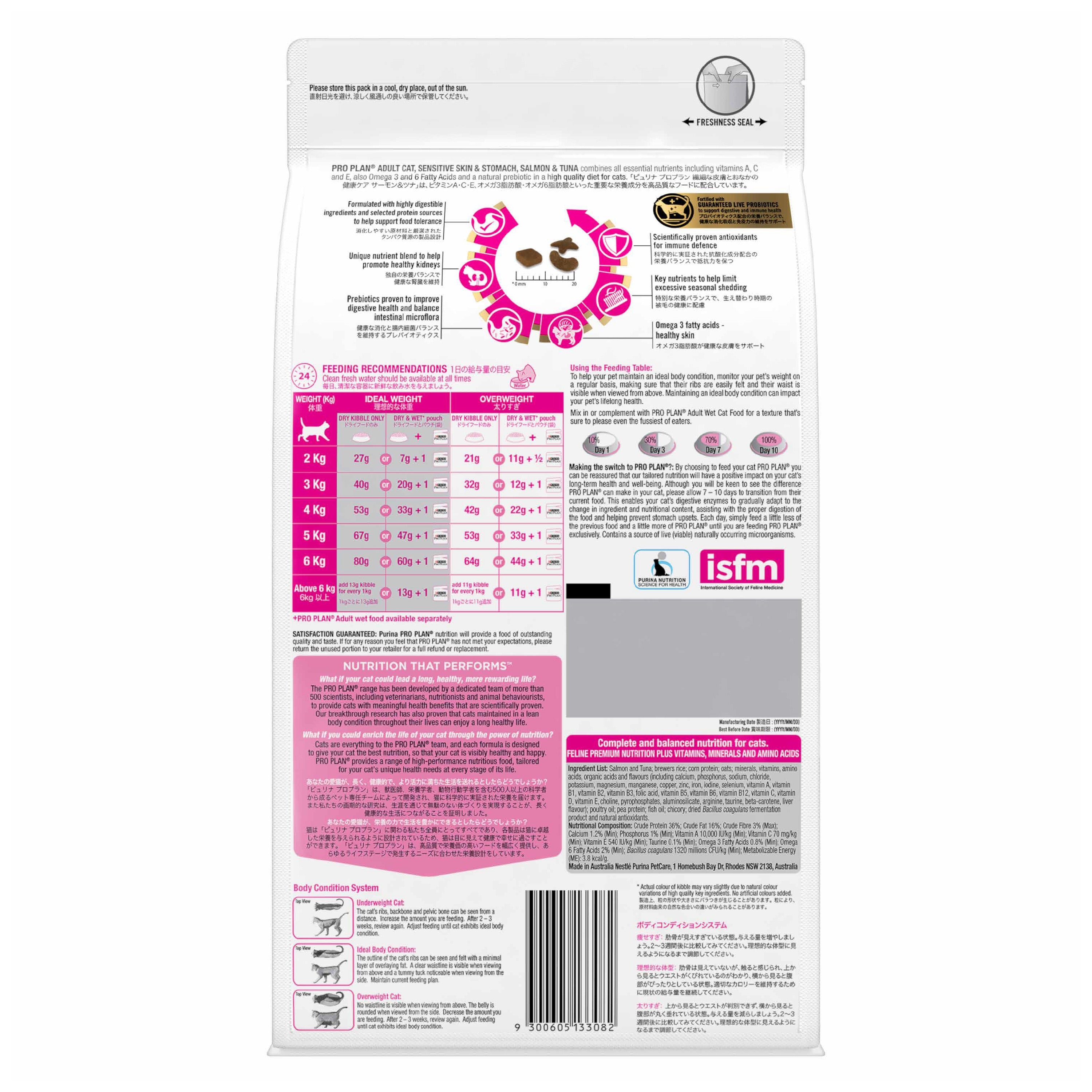 Purina Pro Plan Adult Cat Dry Food Sensitive Skin & Stomach (Salmon&Tuna)