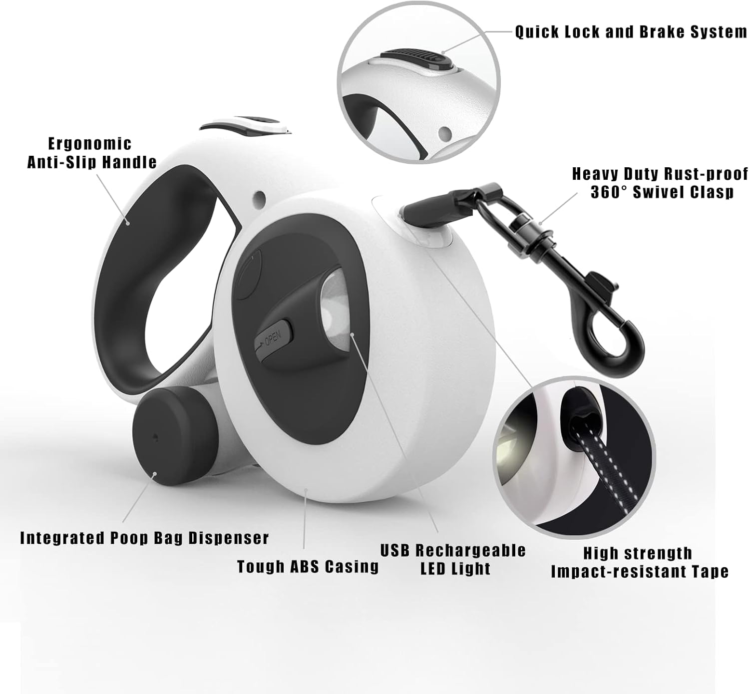 LED Retractable Dog Leash
