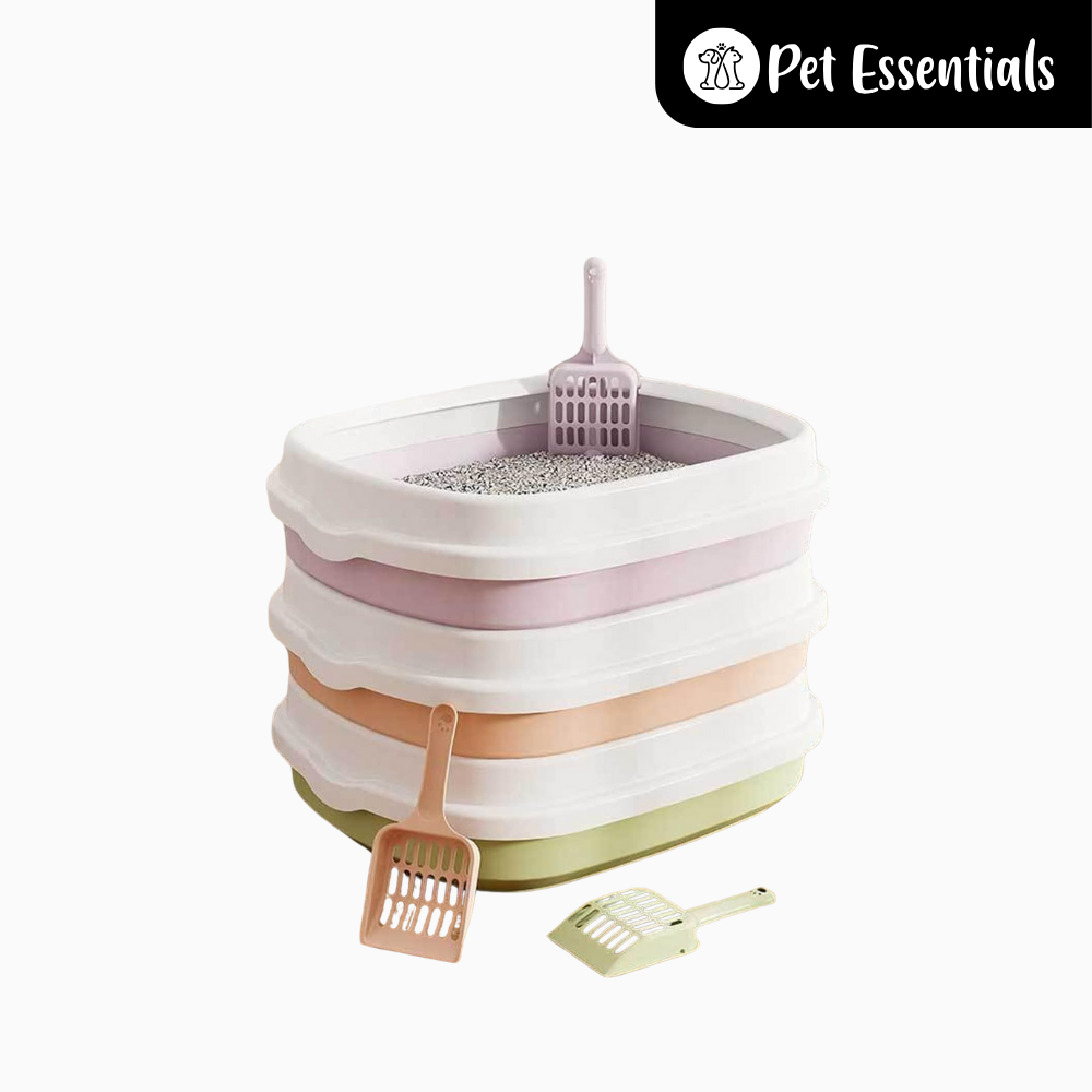 Cat Litter Tray & Scooper With Rim (8809)
