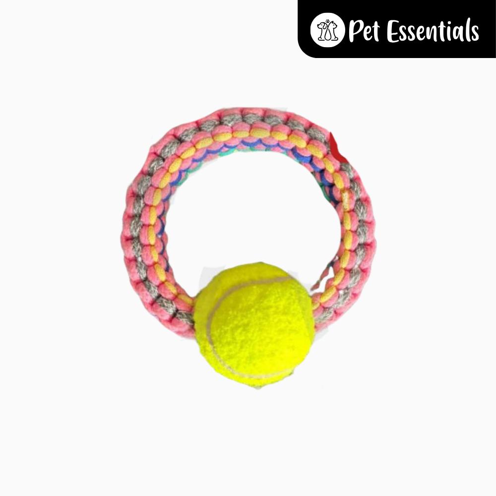 Dog Rope Toy Round Shape With Ball