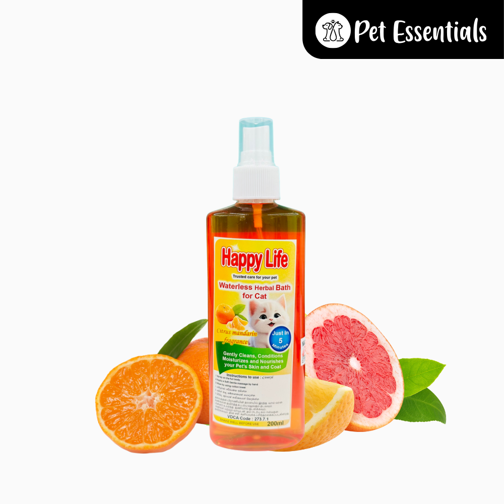Happy Life Waterless Herbal Bath For Cat Citrus Mandarin Fragrance