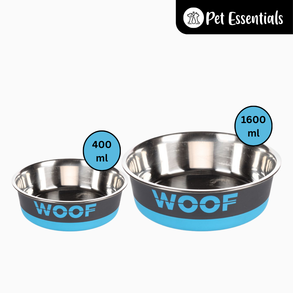 Flamingo Woof Stainless Steel Bowl Grey/Blue Made In Belgium