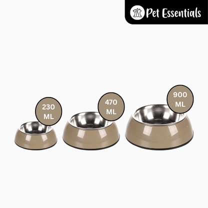 Flamingo Feeding Bowl With Stalinless Steel Cup Taupe Made In Belgium