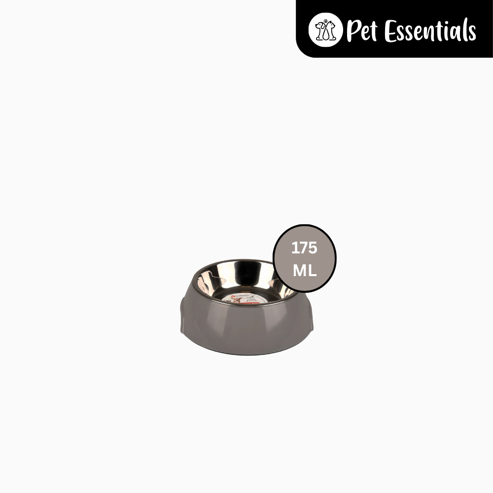 Flamingo Feeding Bowl With Stalinless Steel Cup Grey Made In Belgium