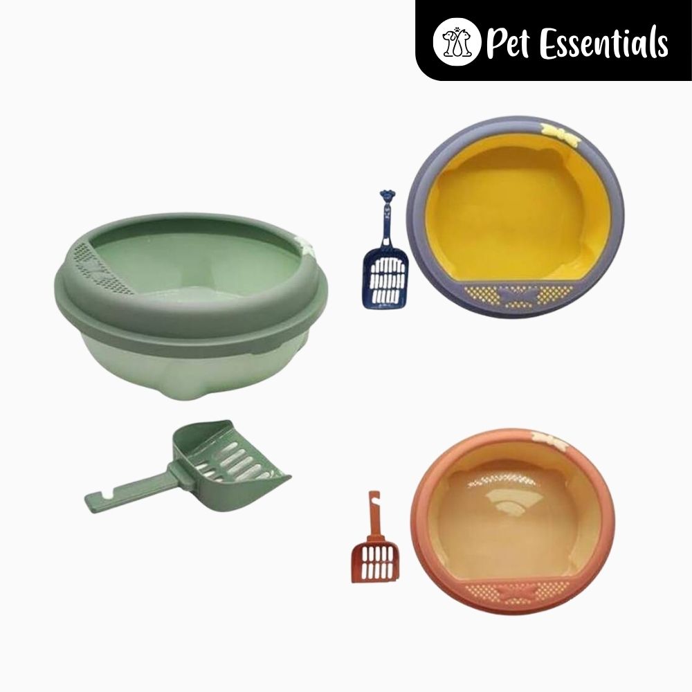 Round Shaped Cat Litter Tray With Scooper ( CW334 )