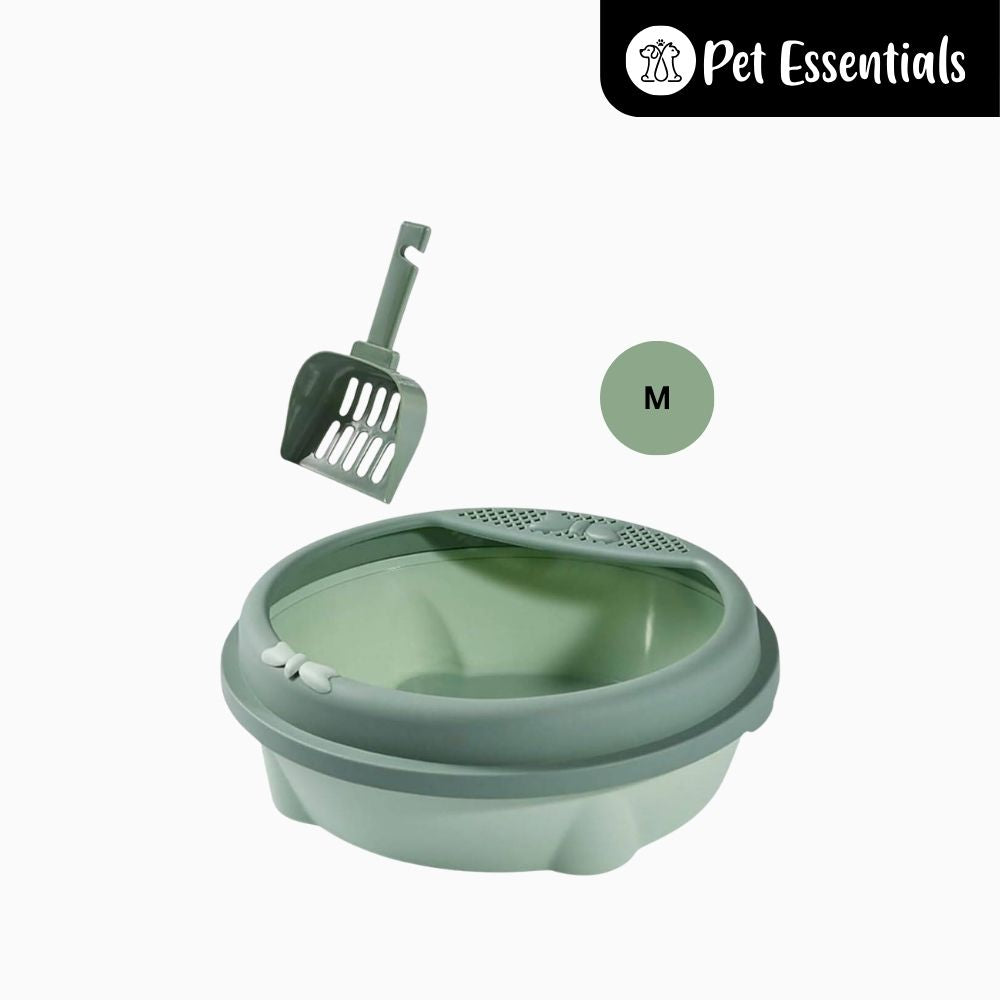 Round Shaped Cat Litter Tray With Scooper ( CW334 )