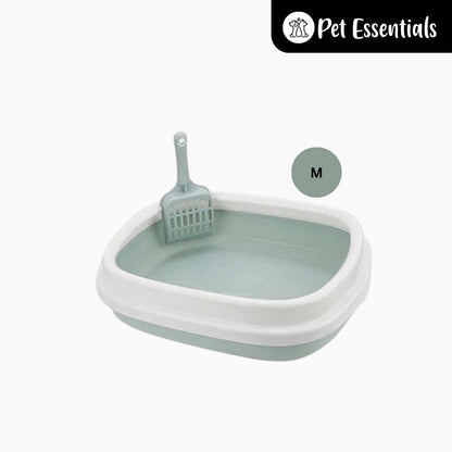 Cat Litter Tray & Scooper With Rim (8809)