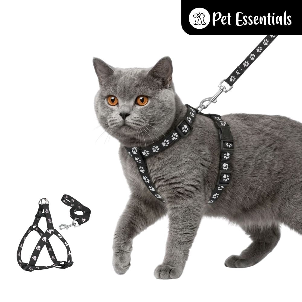 Printed Cat Harness With Leash